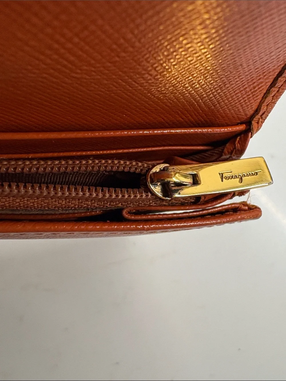 Salvatore Ferragamo Burnt Orange Leather Continental Wallet with Silver Gancini